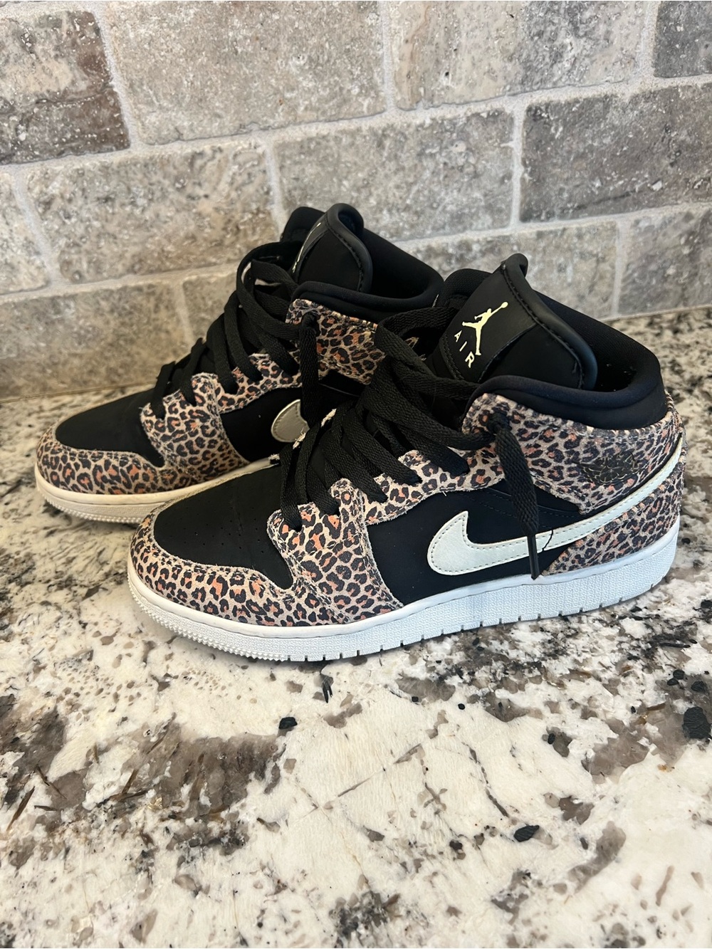 Air Jordan Mid-Top Sneakers in Leopard/Black